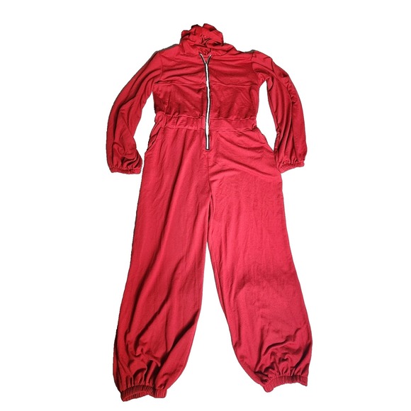 The Unbranded Brand Pants - Red Romper Jumpsuit‎ with Hoodie Comfy Size XL